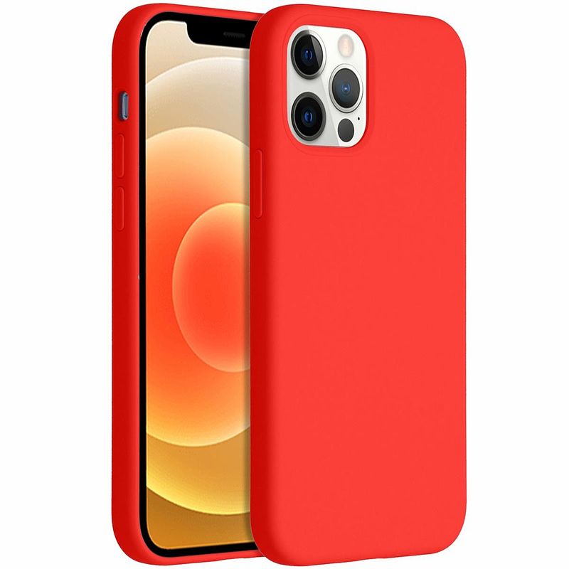 Foto van Accezz liquid silicone voor apple iphone 12 (pro) telefoonhoesje rood