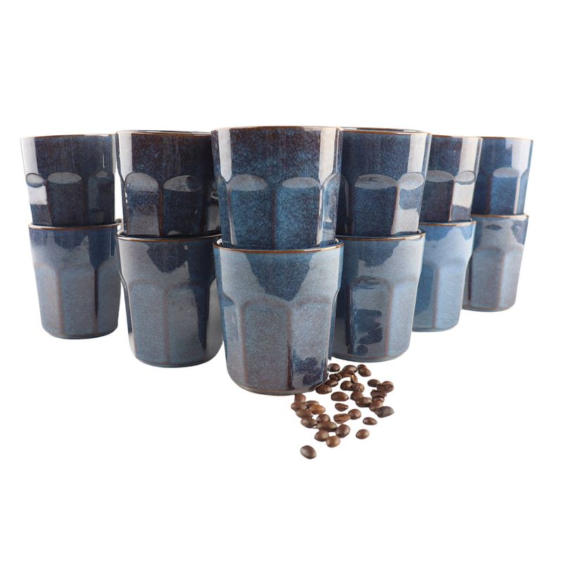 Foto van Otix koffie kopjes - zonder oor - cappuccino - mokken - 12 stuks - 300 ml - koffietassen - aardewerk - bluett