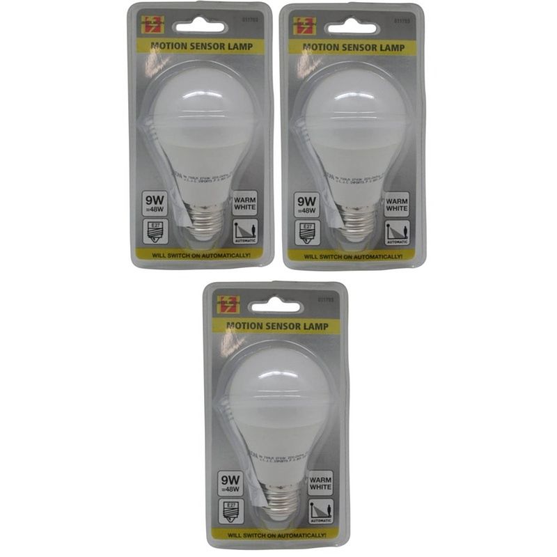 Foto van 3x led lamp / bulb e27 met bewegingssensor - lamp (bolletje)