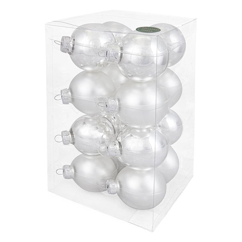 Foto van Decosy glas kerstballen (8cm) box 16 stuks silver combi