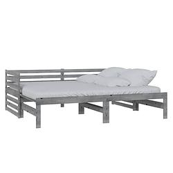 Foto van Vidaxl bedbank uitschuifbaar massief grenenhout grijs 2x(90x200) cm