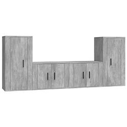 Foto van The living store televisiekastenset betongrijs - 2x tv-meubel 57x34.5x40 cm - 2x tv-meubel 40x34.5x80 cm