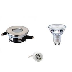 Foto van Led spot set - aigi - gu10 fitting - waterdicht ip65 - inbouw rond - mat chroom - ø82mm - philips - master 927 36d vle -