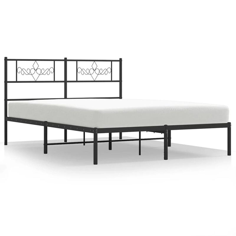 Foto van Vidaxl bedframe met hoofdbord metaal zwart 140x200 cm