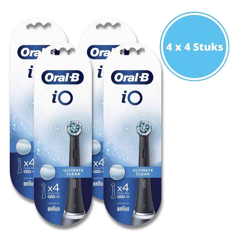 Foto van Oral-b io ultimate clean - opzetborstels voor elektrische tandenborstel - zwart - 4 x 4 stuk(s)