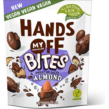 Foto van Hands off my chocolate vegan bites almond zak 130g bij jumbo