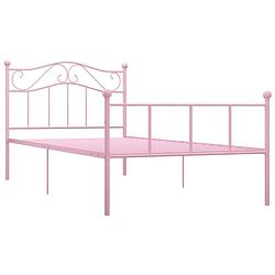 Foto van The living store metalen bedframe - 208 x 97.5 x 95 cm - roze - geschikt voor matras 90 x 200 cm