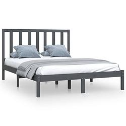 Foto van The living store bedframe grenenhouten - bedframe - 205.5 x 145.5 x 100 cm - grijs