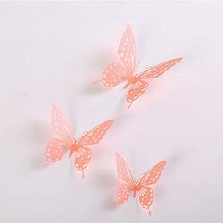 Foto van Cake topper decoratie vlinders of muur decoratie met plakkers 12 stuks roze - 3d vlinders - vl-04
