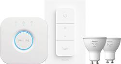 Foto van Philips hue white starter pack gu10 met 2 lampen, dimmer + bridge