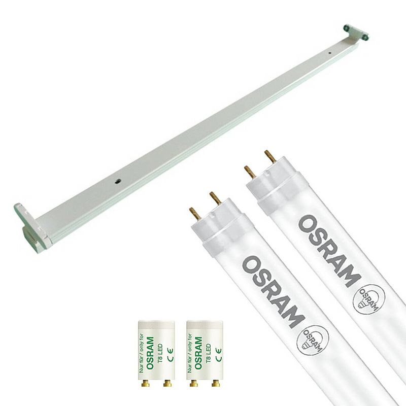 Foto van Led tl armatuur met t8 buis - osram substitube value em 830 - aigi dybolo - 150cm dubbel - 38.2w - warm wit 3000k