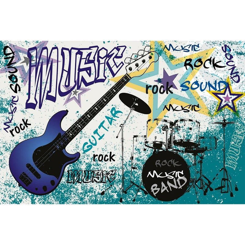 Foto van Dimex blue guitar vlies fotobehang 375x250cm 5-banen