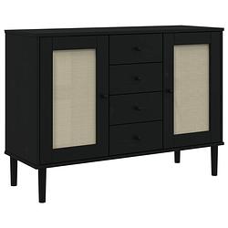 Foto van Vidaxl dressoir senja rattan-look 112x40x80 cm grenenhout zwart