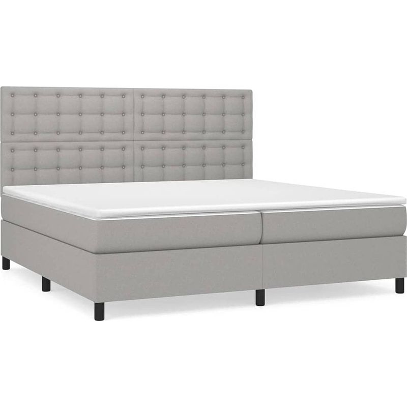 Foto van The living store boxspringbed - comfort - bed - 203x200x118/128 cm - lichtgrijs