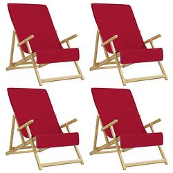 Foto van The living store strandhanddoeken - bordeauxrood - 60 x 135 cm - zacht - anti-slip - lichtgewicht - set van 4