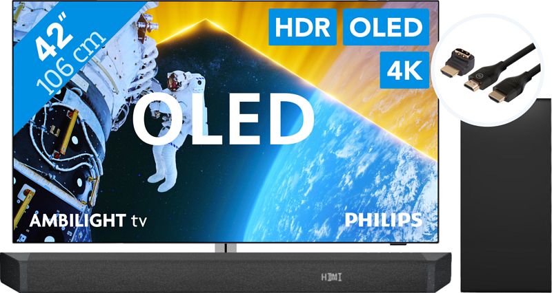 Foto van Philips 42oled809 - ambilight (2024) + soundbar + hdmi kabel