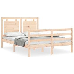 Foto van The living store bedframe massief grenenhout - 205.5 x 145.5 x 100 cm - multiplex lattenbodem - functioneel hoofd- en