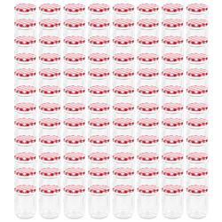 Foto van Vidaxl jampotten met wit met rode deksels 96 st 230 ml glas