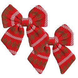 Foto van House of seasons kerstdecoratie strik - 2x - rood - 20 cm - polyester - kersthangers