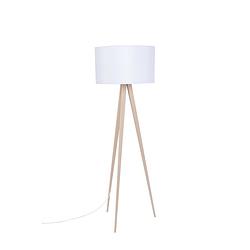 Foto van Zuiver floor lamp tripod wood white