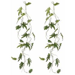 Foto van Mica decoration kunstplant slinger philodendron xanadu - 2x - groen - 115 cm - kamerplant snoer - kunstplanten