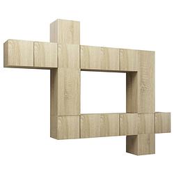 Foto van The living store hangende tv-meubelset - spaanplaat - sonoma eiken - tv-kasten - 30.5 x 30 x 30 cm/60 x 30 x 30 cm/30.5