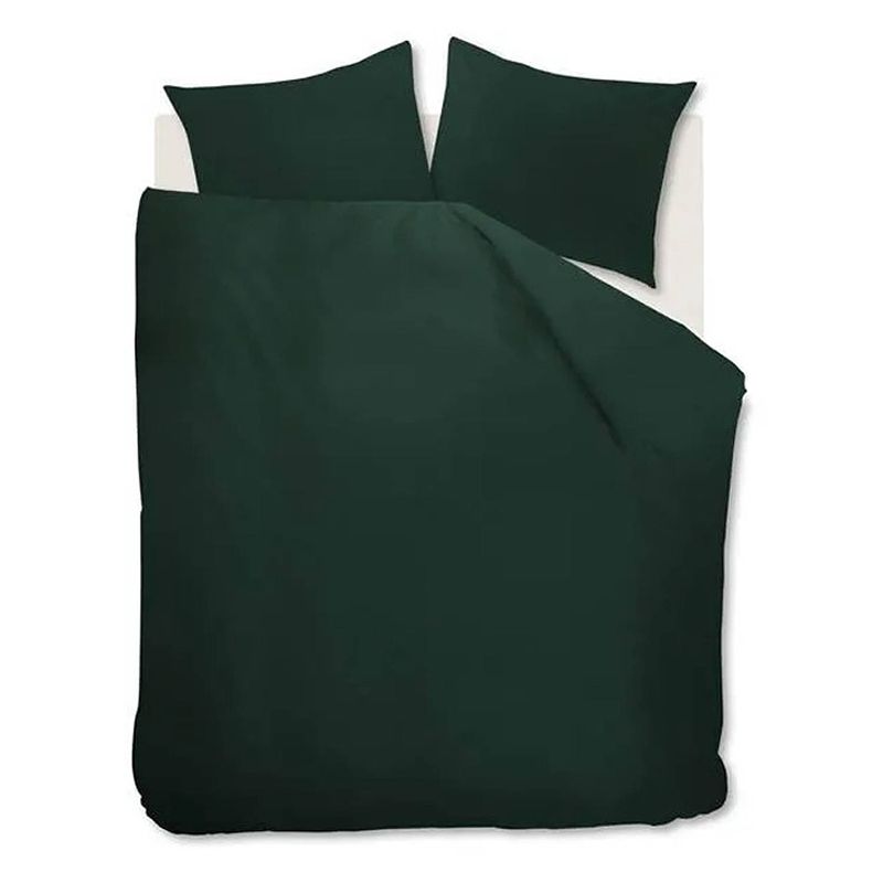 Foto van Beddinghouse organic basic dekbedovertrek - 1-persoons (140x200/220 cm + 1 sloop) - katoen - dark green