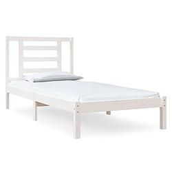 Foto van The living store bedframe grenenhout - 205.5 x 95.5 x 31 cm - wit