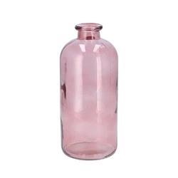 Foto van Dk design bloemenvaas fles model - helder gekleurd glas - zacht roze - d11 x h25 cm - vazen