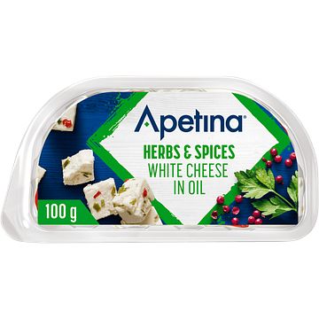 Foto van Apetina herbs & spices white cheese in oil 100g bij jumbo