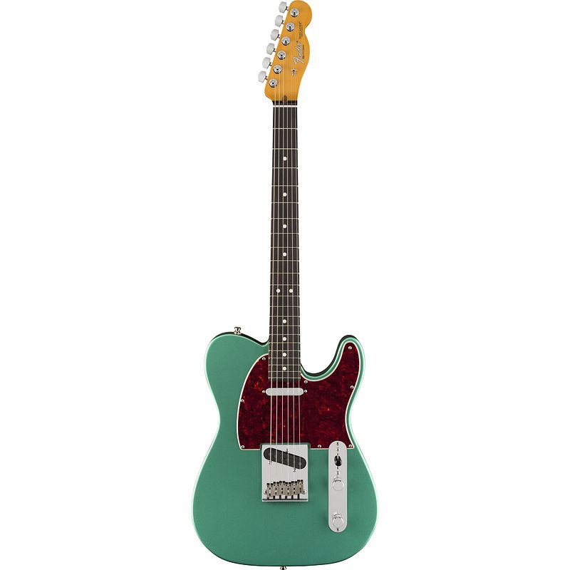 Foto van Fender susan tedeschi telecaster rw aged caribbean mist elektrische gitaar met luxe zwarte koffer