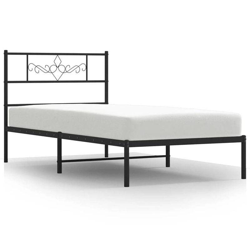 Foto van Vidaxl bedframe met hoofdbord metaal zwart 80x200 cm