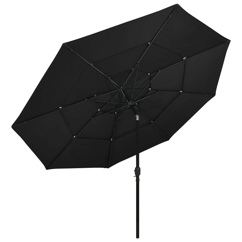 Foto van The living store parasol 3-laags zwart polyester 350x260 cm - uv-bescherming - inklapbaar