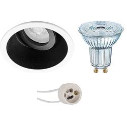 Foto van Led spot set - osram parathom par16 927 36d - pragmi zano pro - gu10 fitting - dimbaar - inbouw rond - mat zwart/wit -