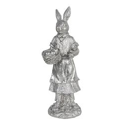 Foto van Clayre & eef decoratie beeld konijn 13*12*34 cm zilverkleurig