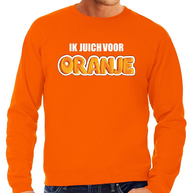 Foto van Grote maten oranje fan sweater / trui holland ik juich voor oranje ek/ wk voor heren 4xl - feesttruien