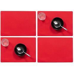 Foto van Set van 4x stuks stevige luxe tafel placemats plain rood 30 x 43 cm - placemats
