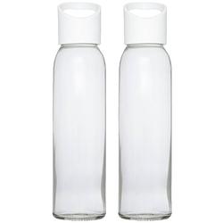 Foto van 2x stuks glazen waterfles/drinkfles transparant met schroefdop met wit handvat 500 ml - drinkflessen