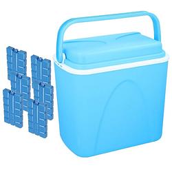 Foto van Voordelige normale blauwe koelbox 24 liter met 6x normale koelelementen - koelboxen