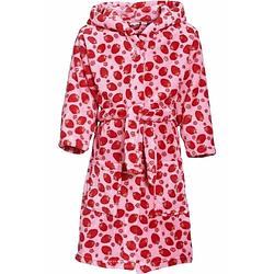 Foto van Roze badjas/ochtendjas met aardbeien print voor kinderen. 146/152 (11-12 jr) - badjassen