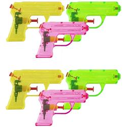Foto van Grafix waterpistooltje/waterpistool - 6x - klein model - 11 cm - geel/groen/roze - waterpistolen