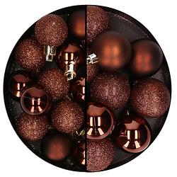 Foto van Cosy and trendy kerstballen - 32x - donkerbruin - 3 en 6 cm - kerstbal