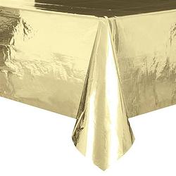 Foto van Gouden folie tafelkleed/tafellaken 137 x 274 cm rechthoekig - feesttafelkleden