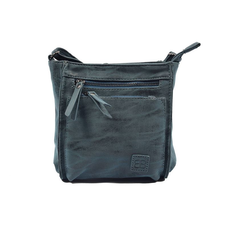 Foto van Bicky bernard bicky bernard schoudertas donkerblauw met 5 ritsen - tas - tassen - schoudertas dames - handtas - donkerbl