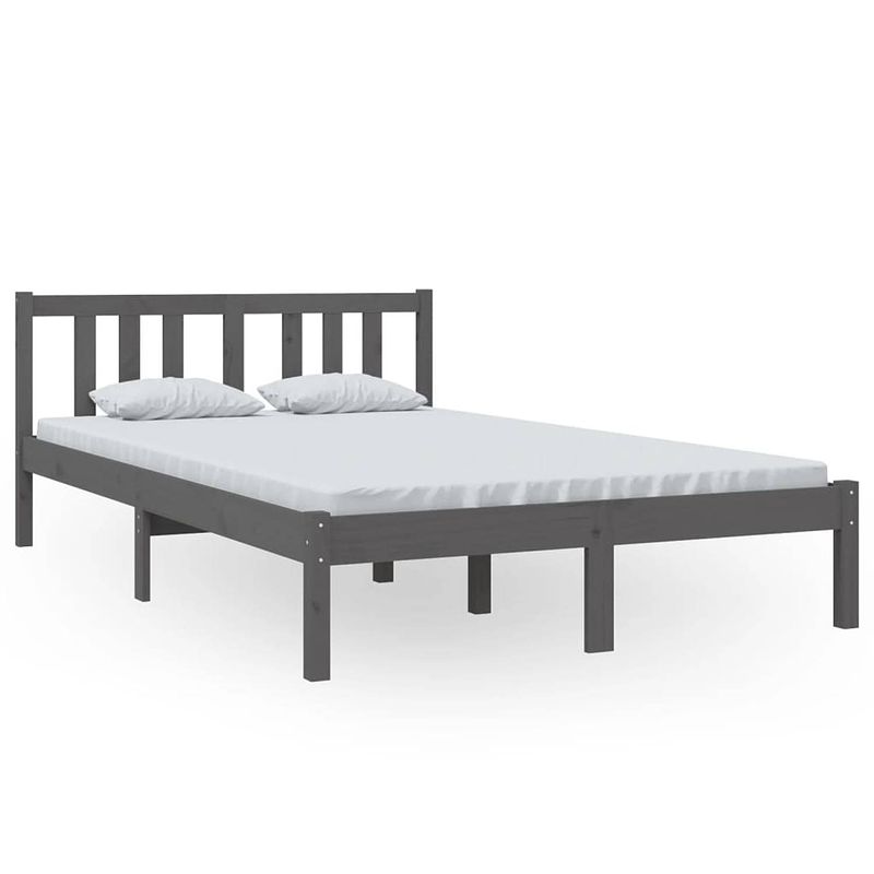 Foto van The living store bedframe massief hout grijs 120x200 cm - bed