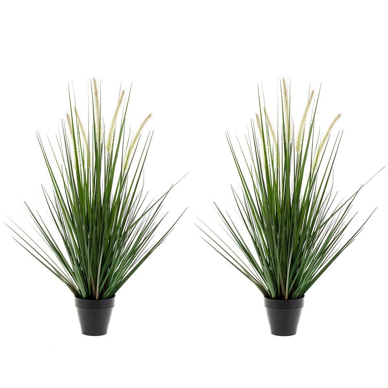 Foto van Set van 2x stuks kunstplanten groen gras sprieten 69 cm. - kunstplanten