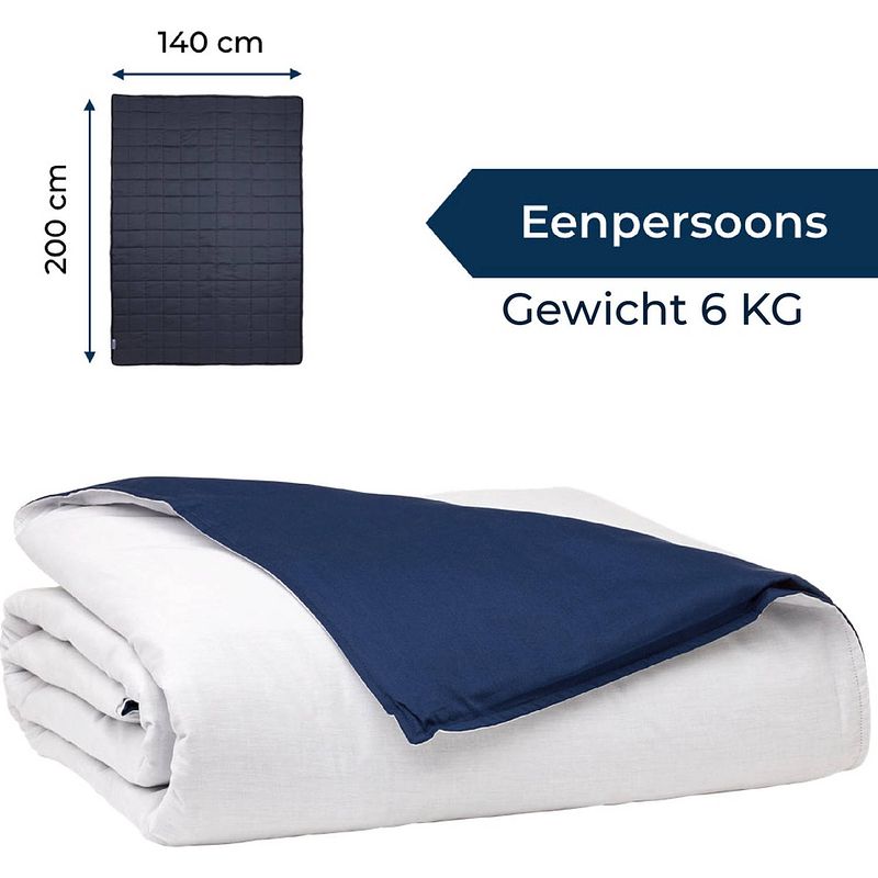 Foto van Kalm verzwaringsdeken 6 kg - weighted blanket - verzwaarde deken - incl 5 jaar garantie - anti stress