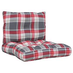 Foto van The living store palletkussens - polyester - zachte vulling - brede toepassing - 61.5 x 60 x 10 cm - rood ruitpatroon -