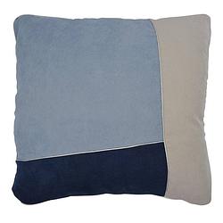 Foto van Rox living kussen patchwork 45 x 45 cm textiel blauw/grijs