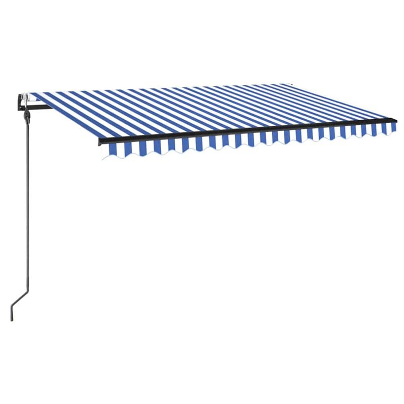 Foto van Vidaxl luifel automatisch met led en windsensor 400x300 cm blauw en wit